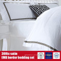 100% algodão 300TC cetim EMB fronteira Hotel Linens conjunto de cama